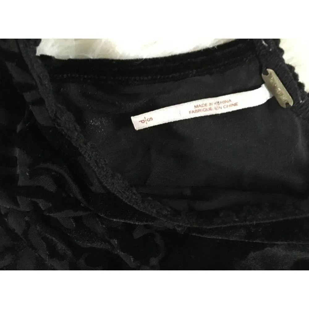 free people velour lace short sleeve blouse size small - Image 2