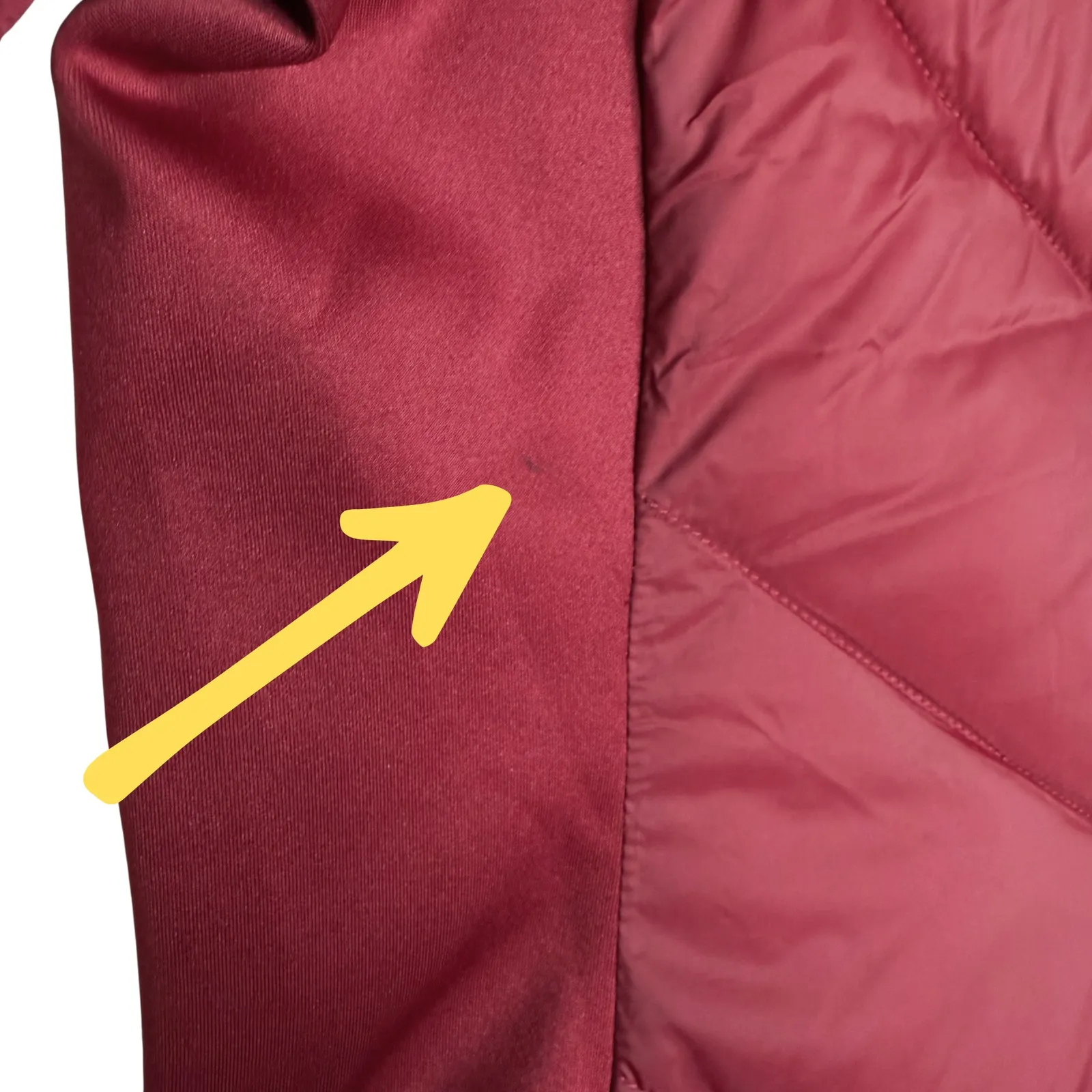 DKNY Mixed Media Scuba Sleeves Hooded Puffer Jacket Size Small Red Winter Coat - Image 6