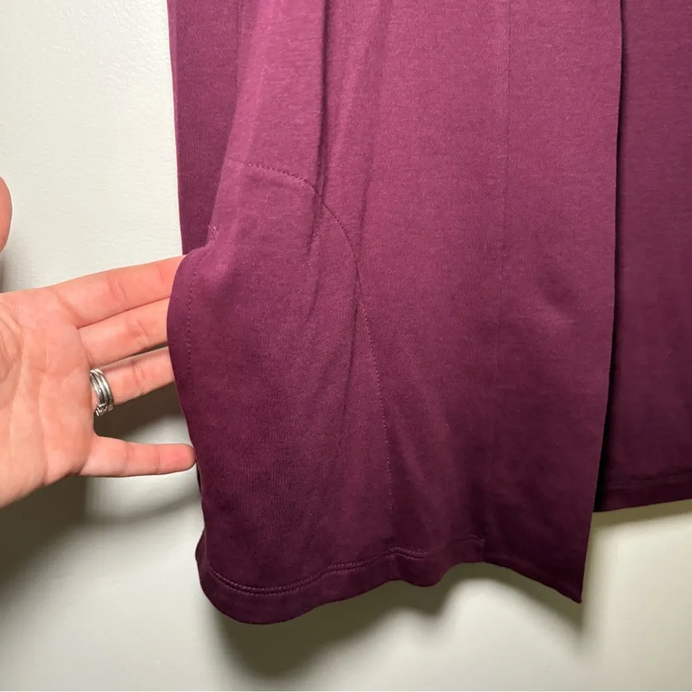 LL Bean Cardigan Open Pima Cotton Soft Long Sleeve Tunic Pockets Royal Plum XS Purple - Image 5