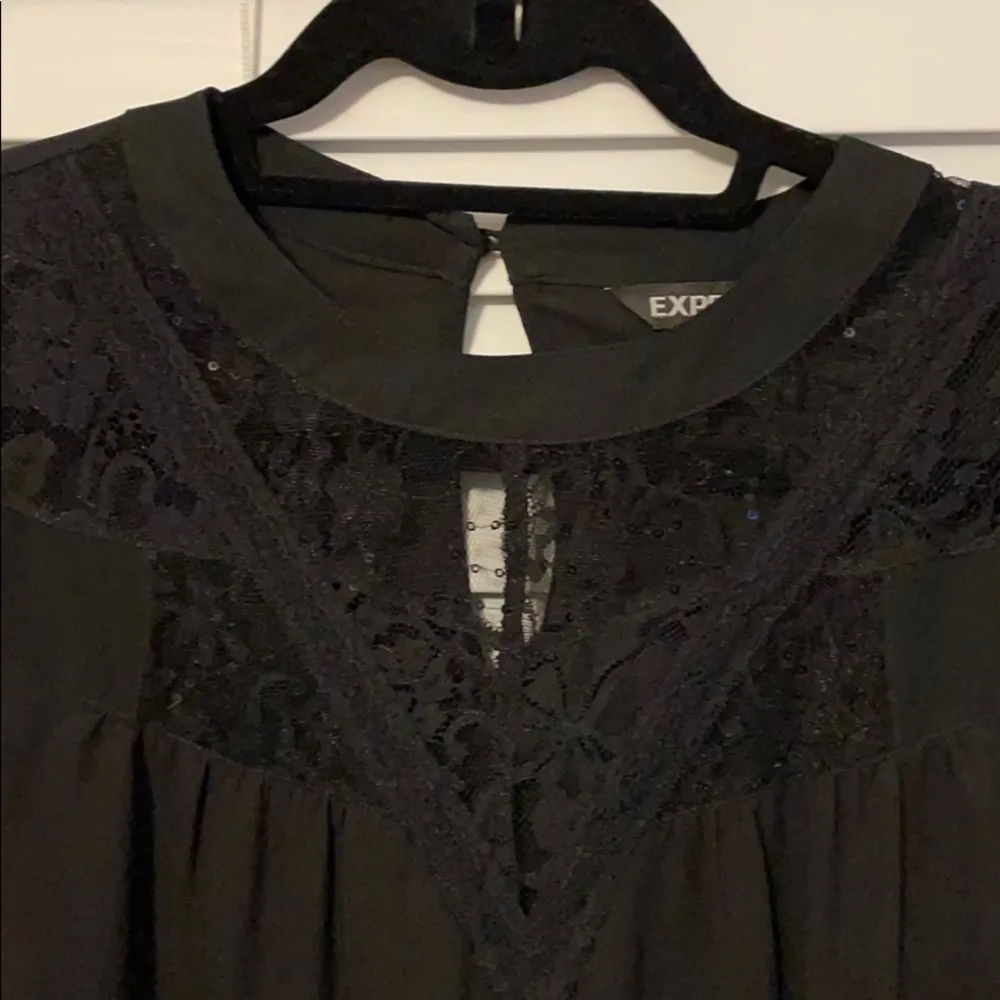 Black oversized blouse with mesh lace detailing - Image 5