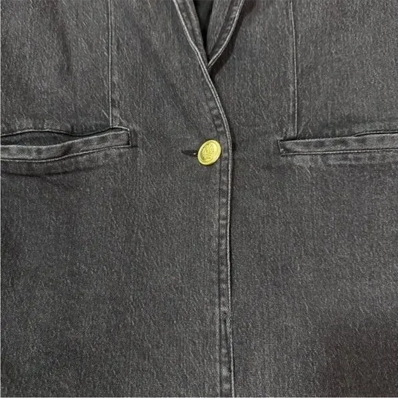 Elan Denim Blazer Jacket Puff Sleeve‎ Casual Career Black Wash Small - Image 8