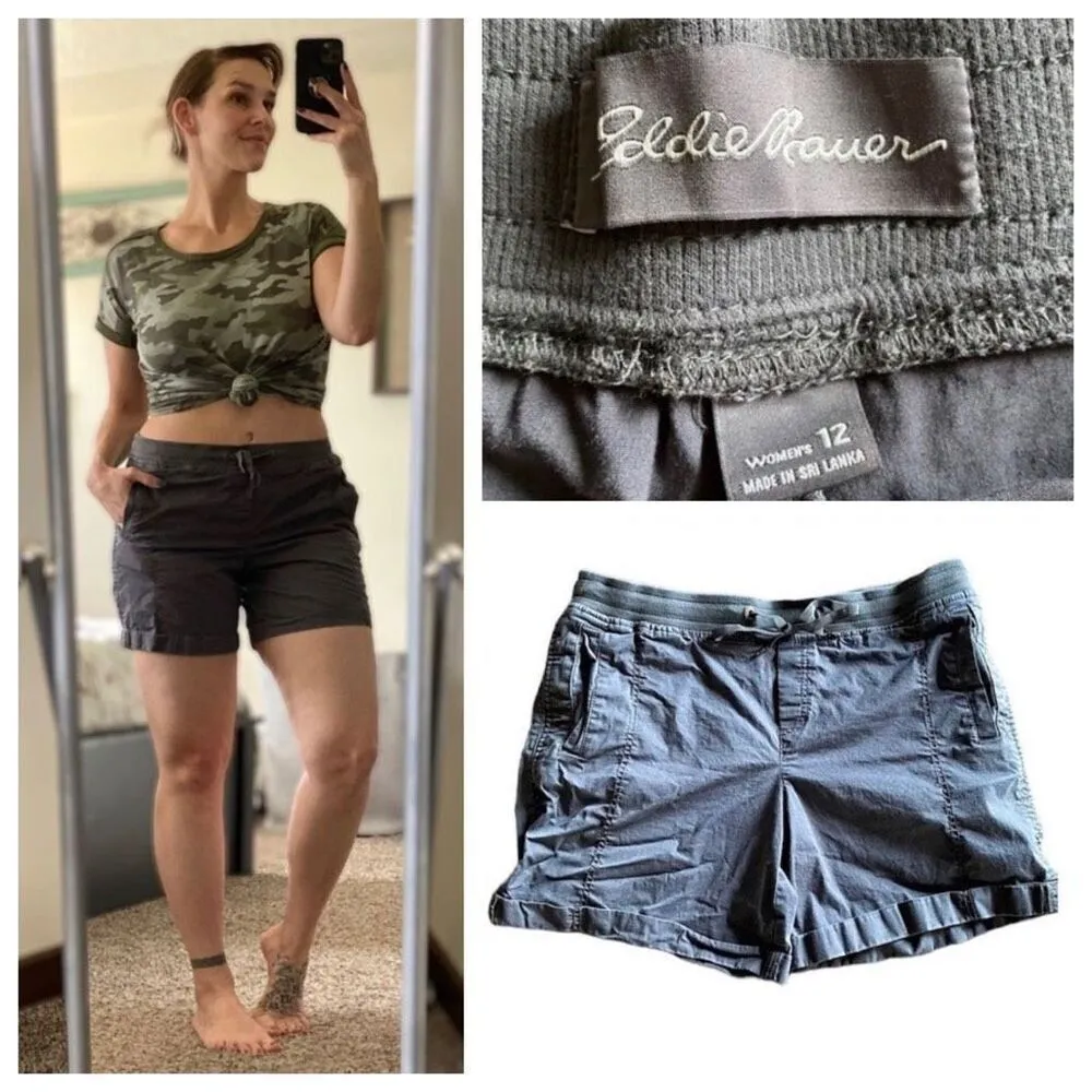 Eddie Bauer Shorts Pull On Grey 12 Cotton Athleisure - Image 3
