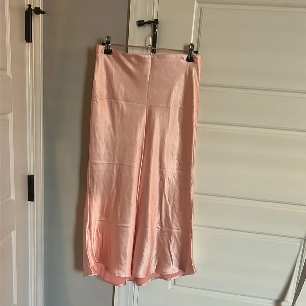 Audrey 3+1 Pink Asymmetrical Midi Slip Skirt - Image 2