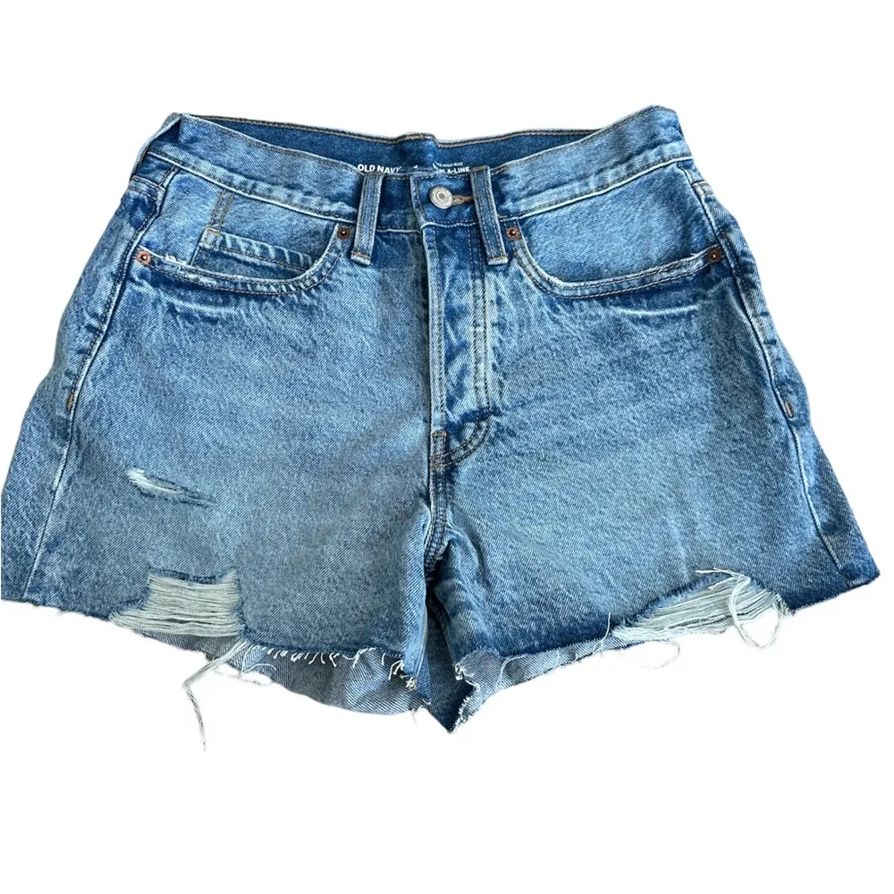 Button Fly A Line Higher High Rise Denim Shorts Secret Smooth Pockets - Image 2