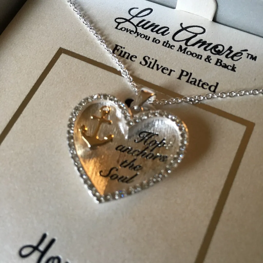 NWT Hope Anchors the Soul Heart Necklace Nautical Anchor Pendant Silver Plated - Image 2