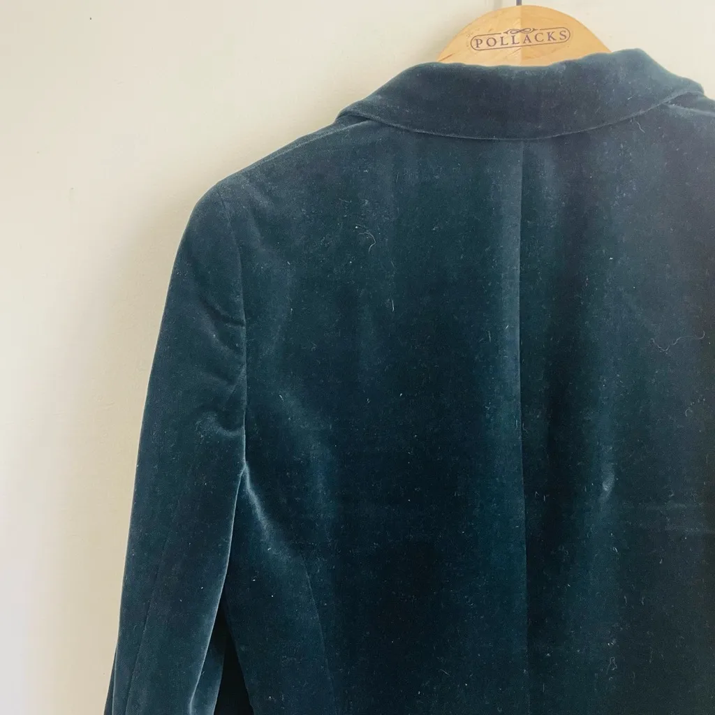 Theory Velvet Blazer Size 4 Dark Green – Made in USA - Image 4