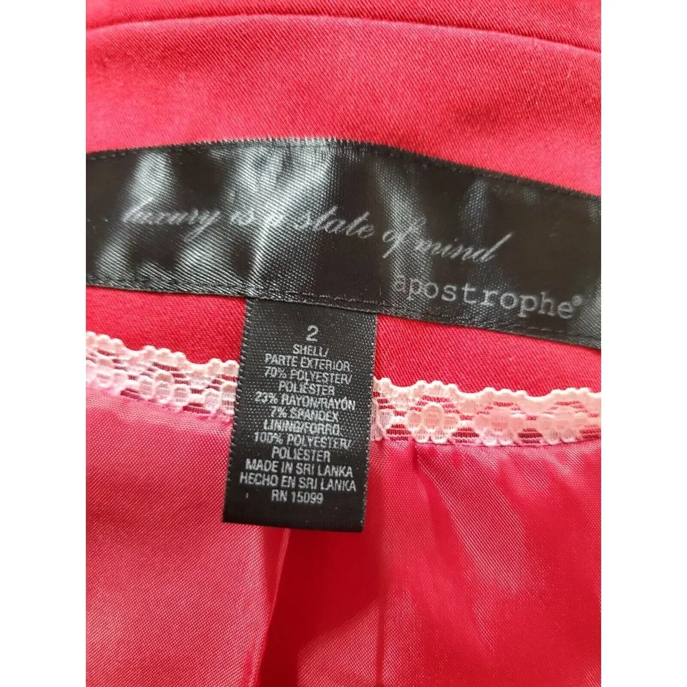 Apostrophe Women Red Polyester Long Sleeve Single Breasted Jacket Blazer Size 2 - Image 8
