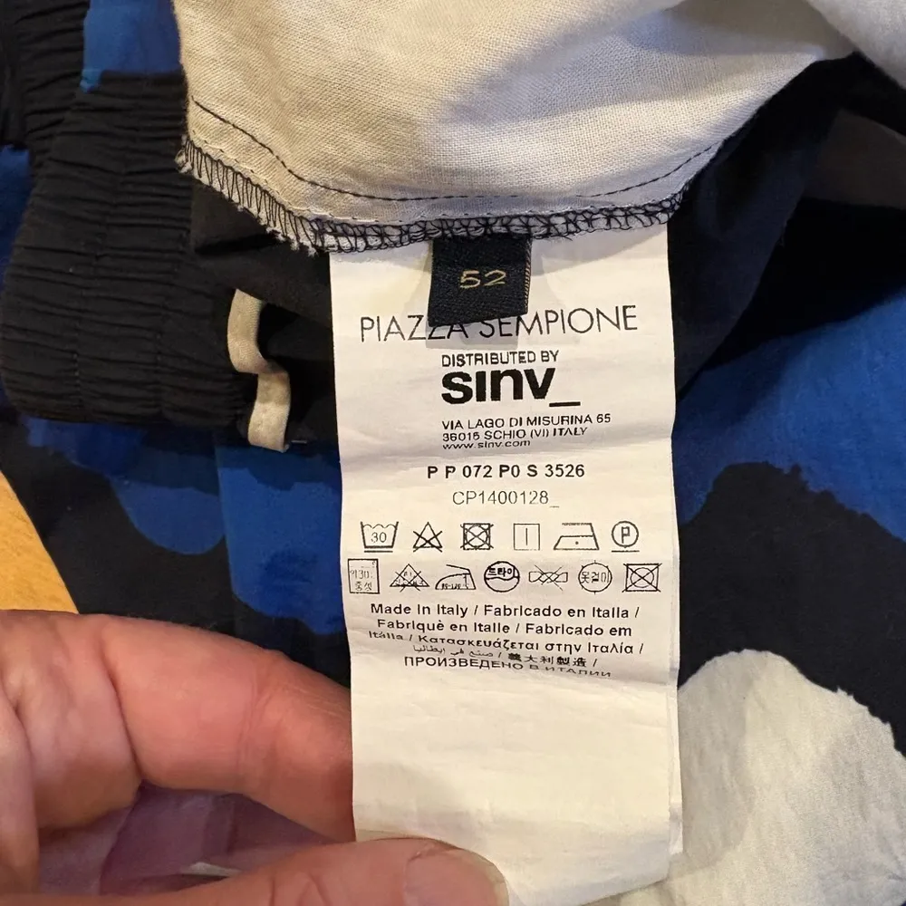 Piazza Sempione wide leg pull on pants women sz 52 or XXL 2X blue white plus - Image 3