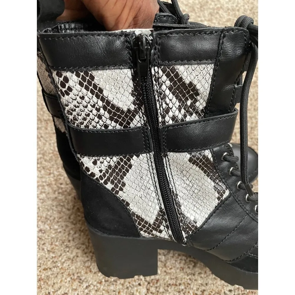 Boohoo Platform Combat Boots Lace Up Snake Print Sz 8 Steampunk Goth Whimsigoth - Image 11