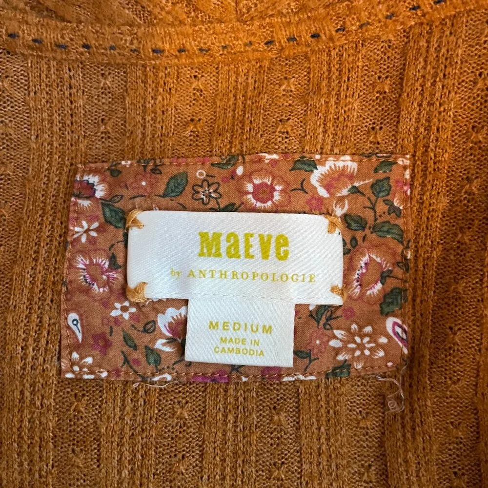 Maeve Anthropologie Women M Orange Gold Rafela Ribbed Hacci Surplice Sweater - Image 9