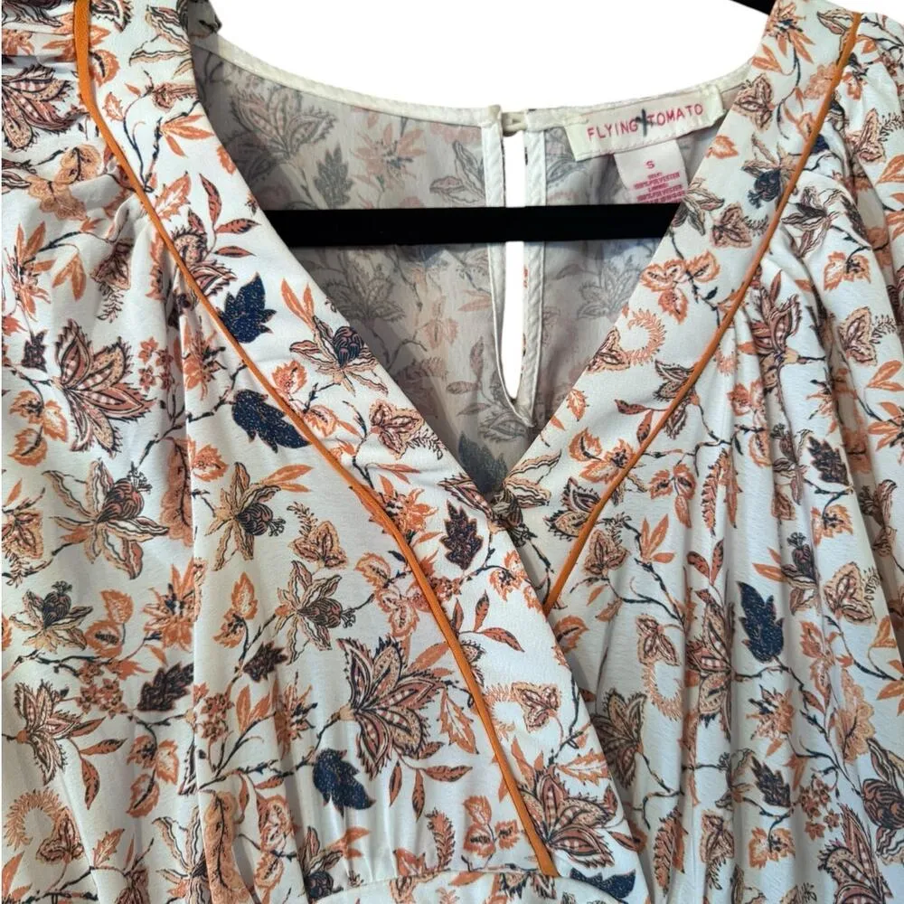 Flying Tomato Kimono sleeve boho prairie dress S Maxi Tiered cottagecore - Image 3