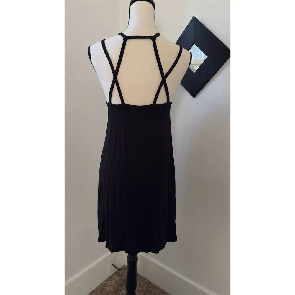 RVCA Womens Black Strappy Shift Dress Size S V-Neck Casual Short Mini - Image 3