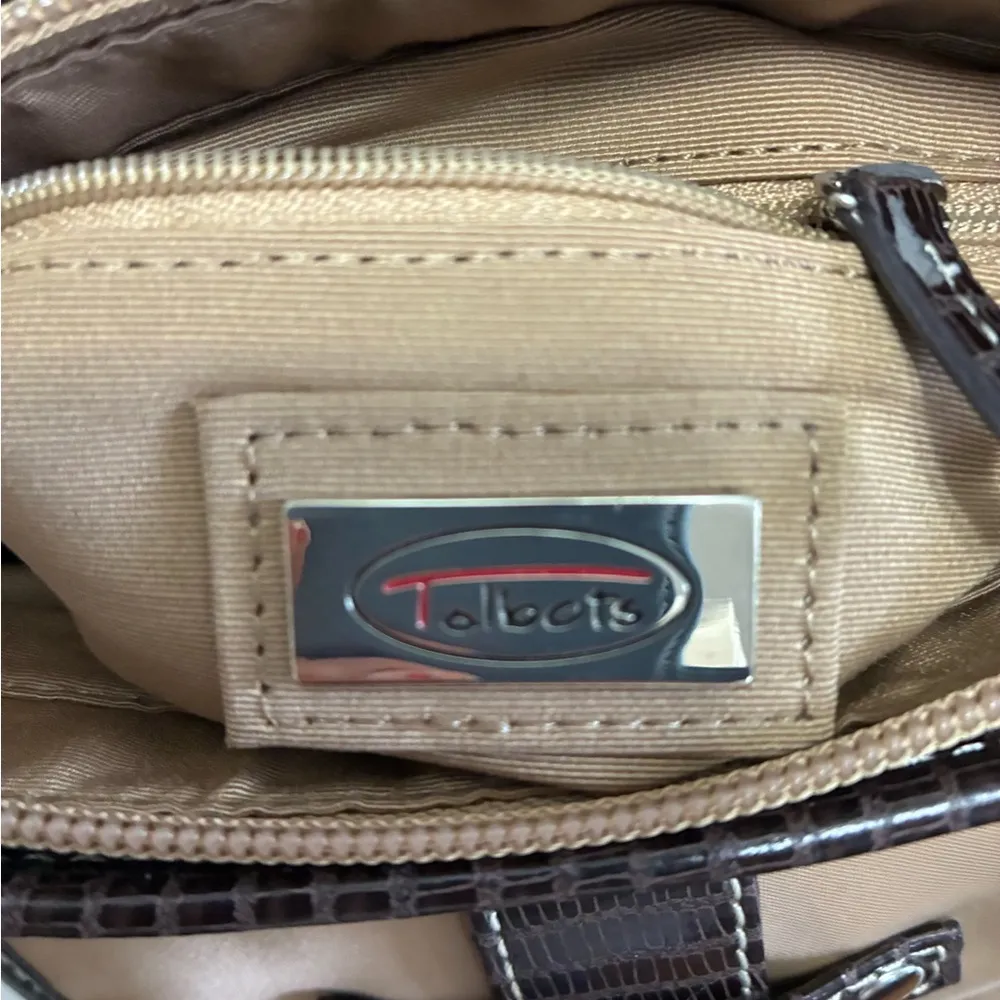 Talbots Tan and Brown Vinyl Crossbody Bag - Image 4