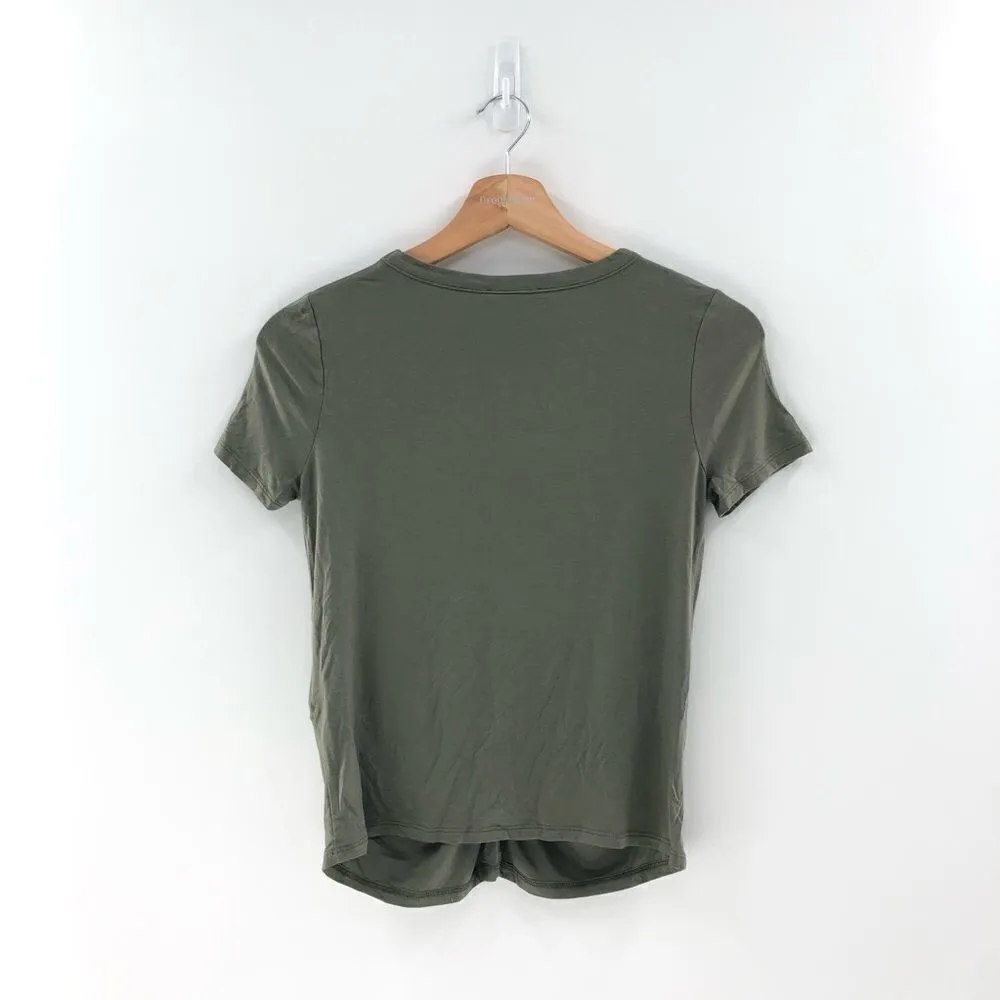 Bar III Twist Front‎ Cutout T-Shirt Dusty Olive XXS - Image 8