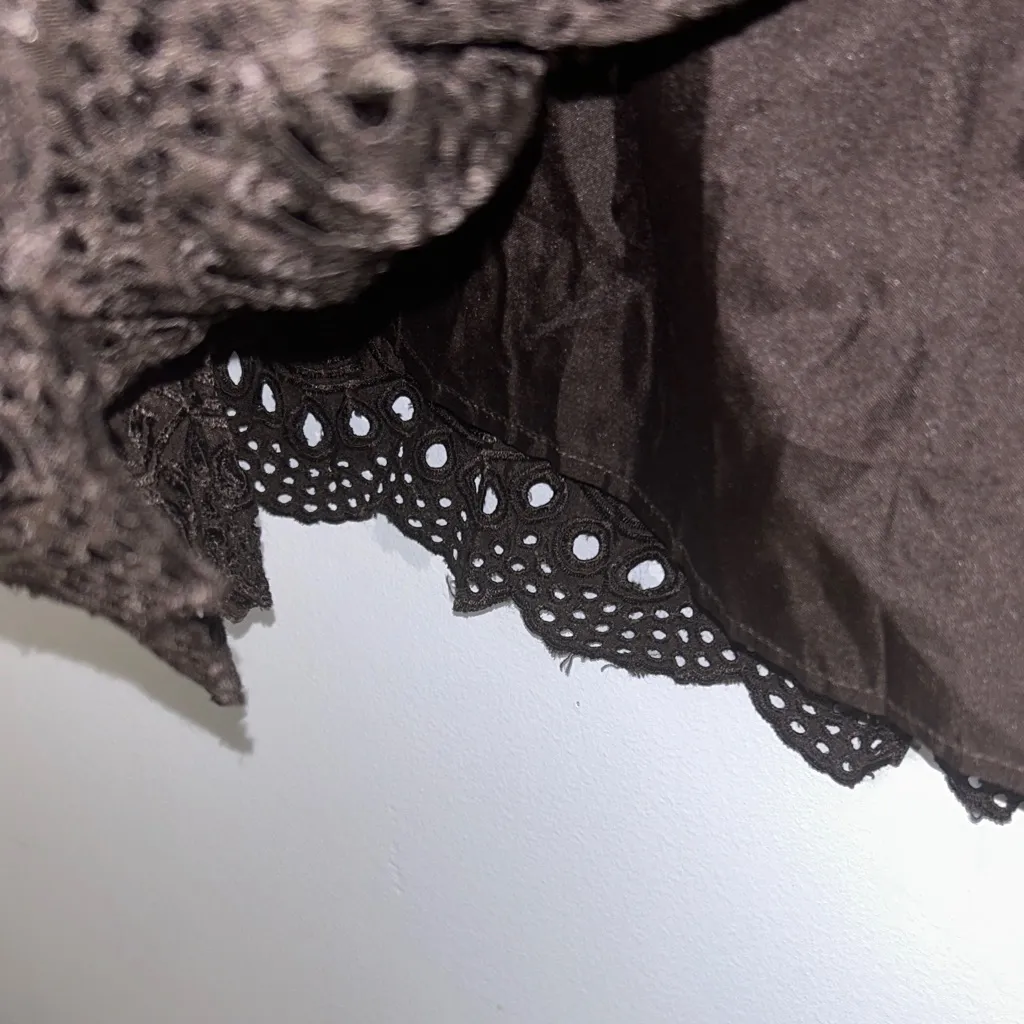 Chico's Brown Crinkle Maxi Skirt with Lace Detail‎ size 1 (US Medium) - Image 3