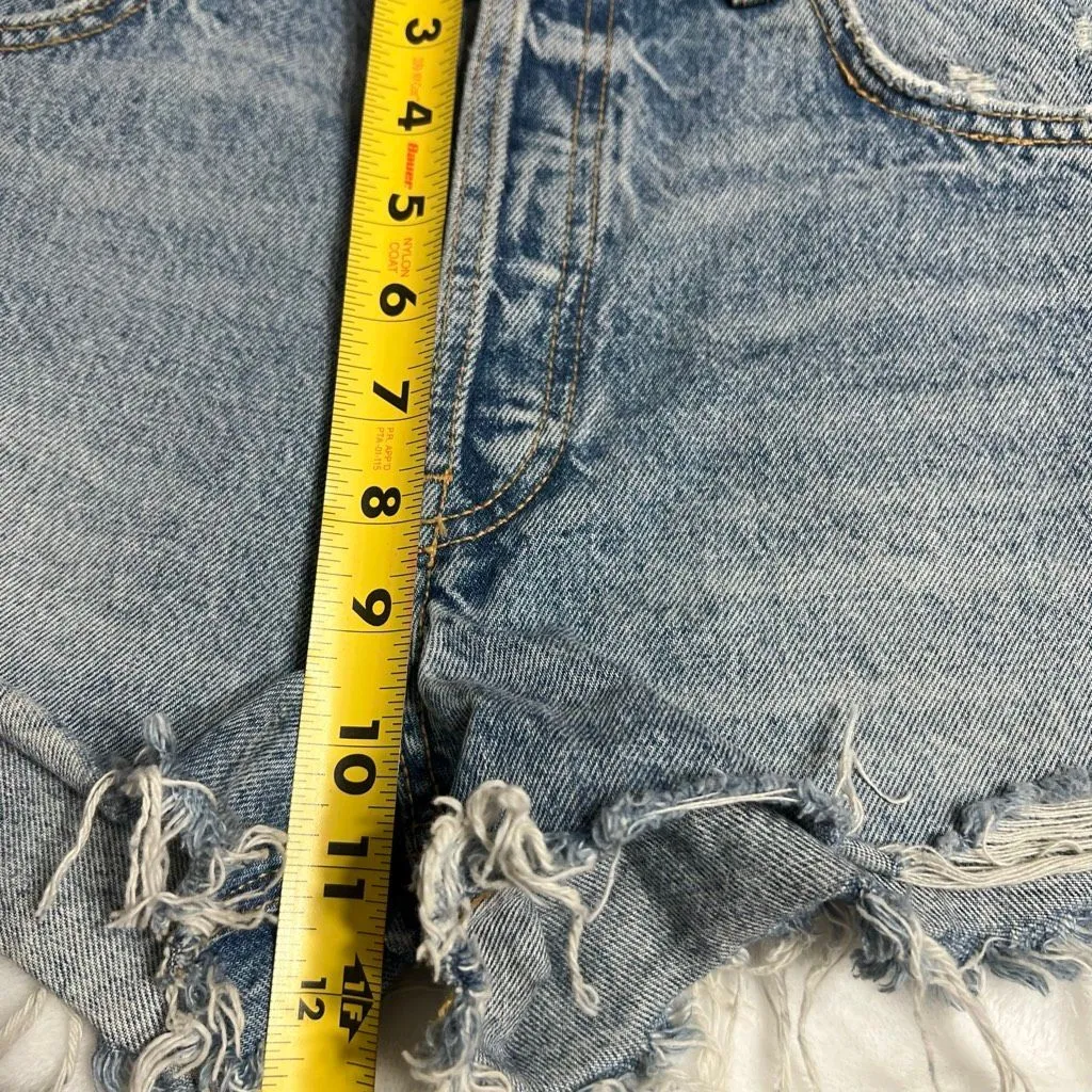 Zara Denim Ripped Shorts 4 Women Button Fly - Image 7