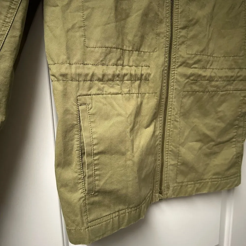 J Crew Utility Jacket Army Green Cinch Waist XS - Image 4