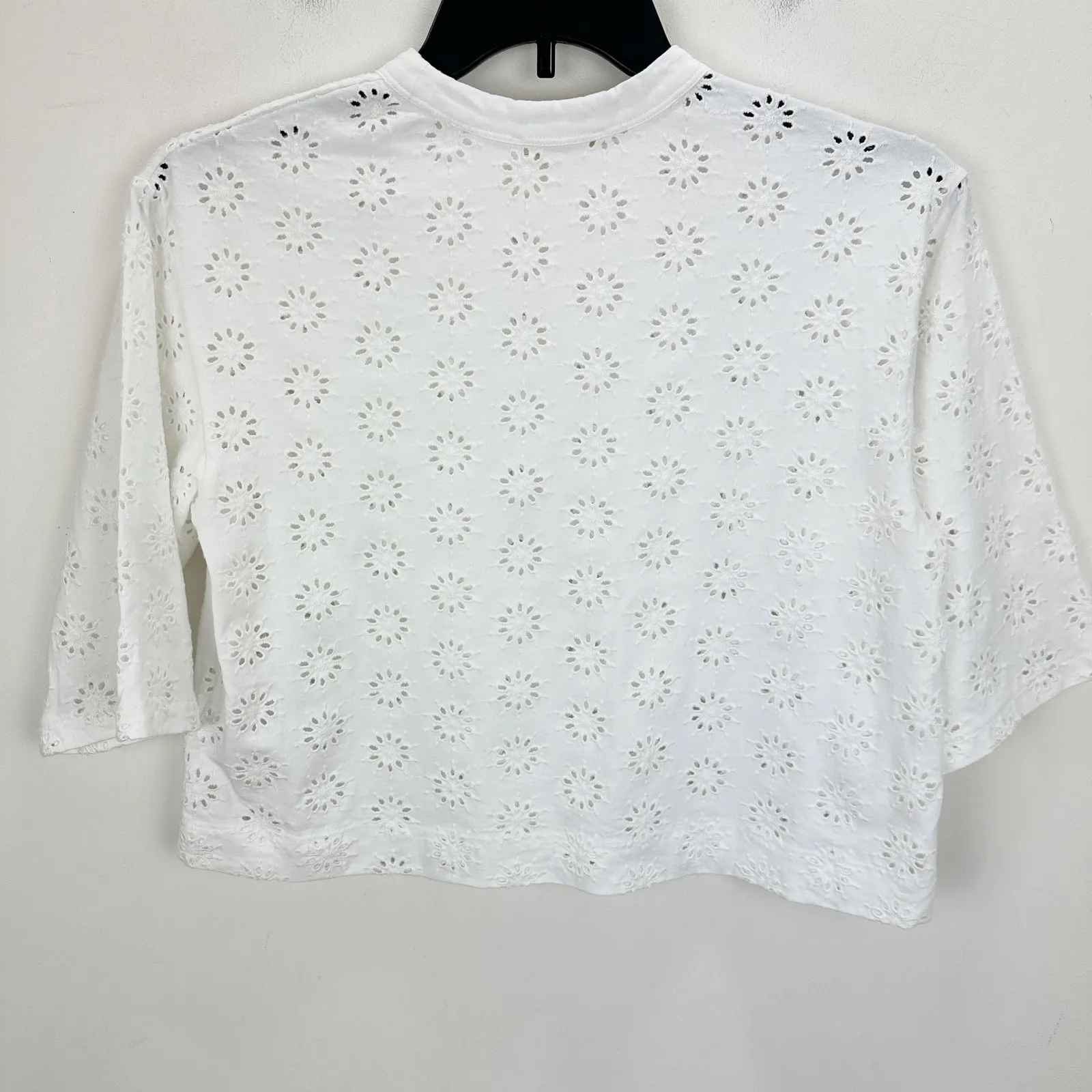 Madewell Embroidered Wide Sleeve Boxy Tee White Cotton Oversized XS NWT - Image 12