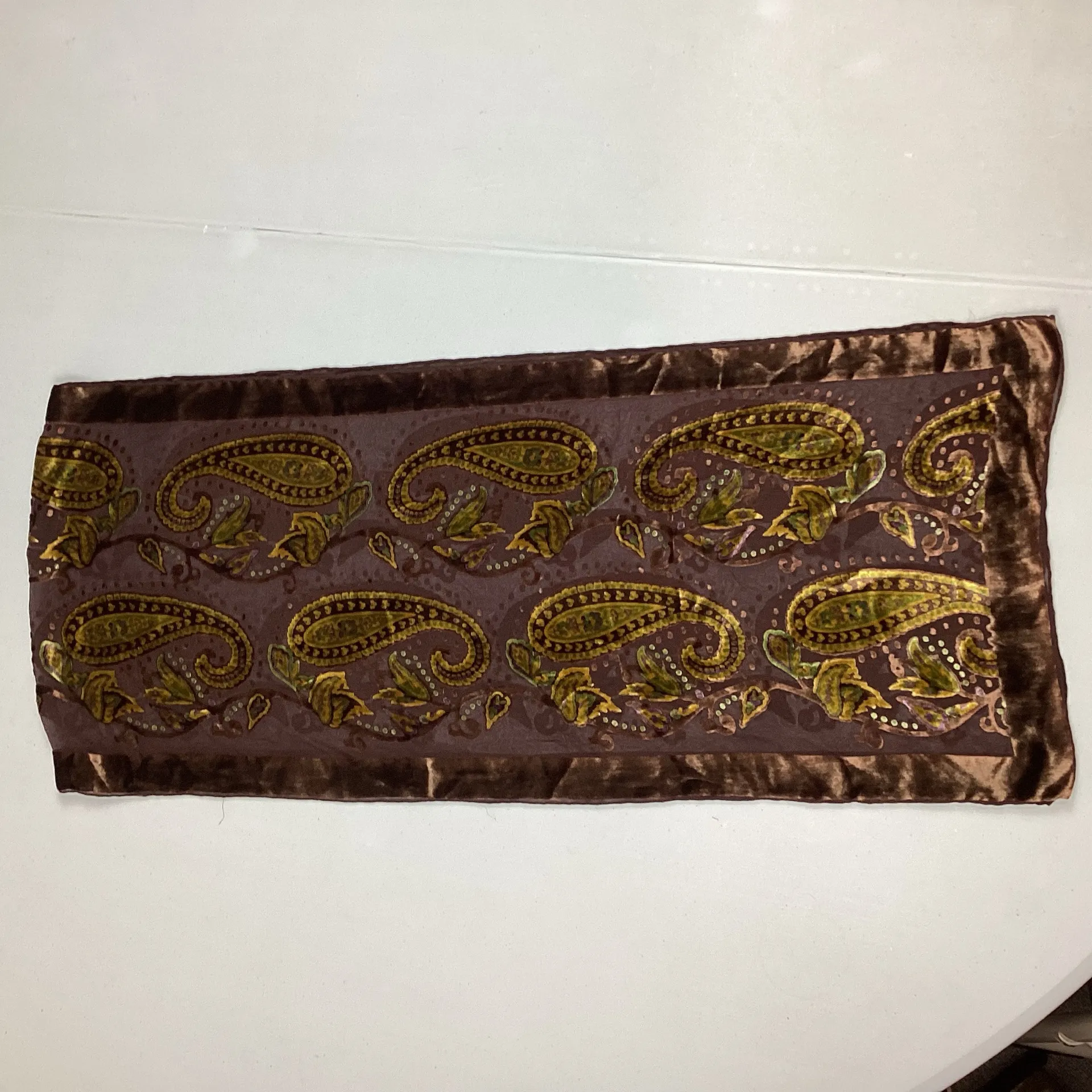 Cocoon House Silk Blend Paisley Scarf Brown - Image 3