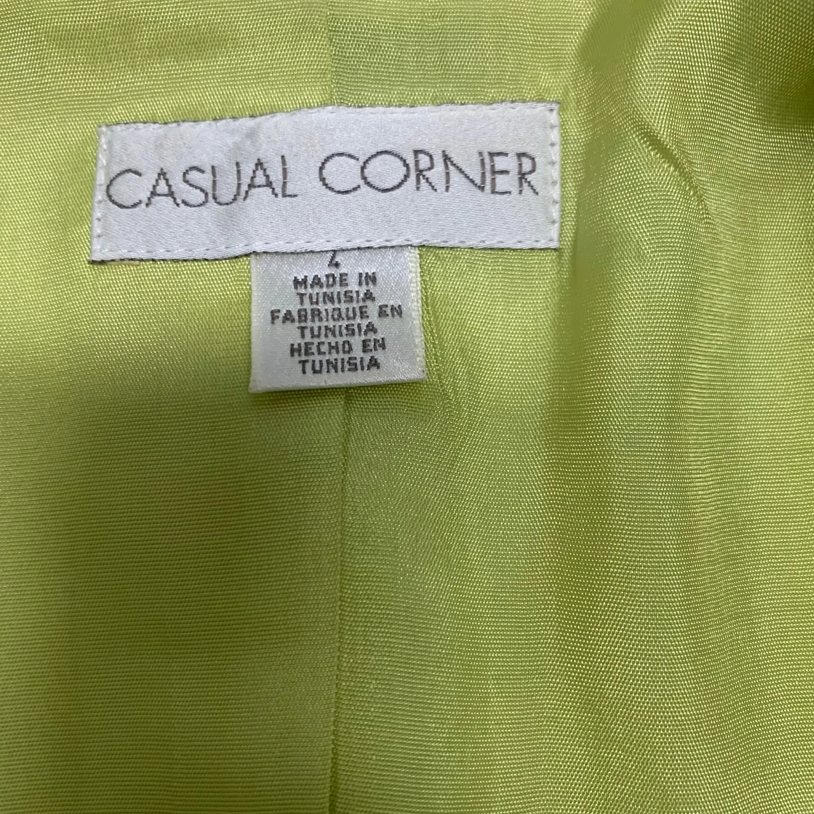 Casual Corner Vintage Linen Blazer Chartreuse Green Sz 4 - Image 10