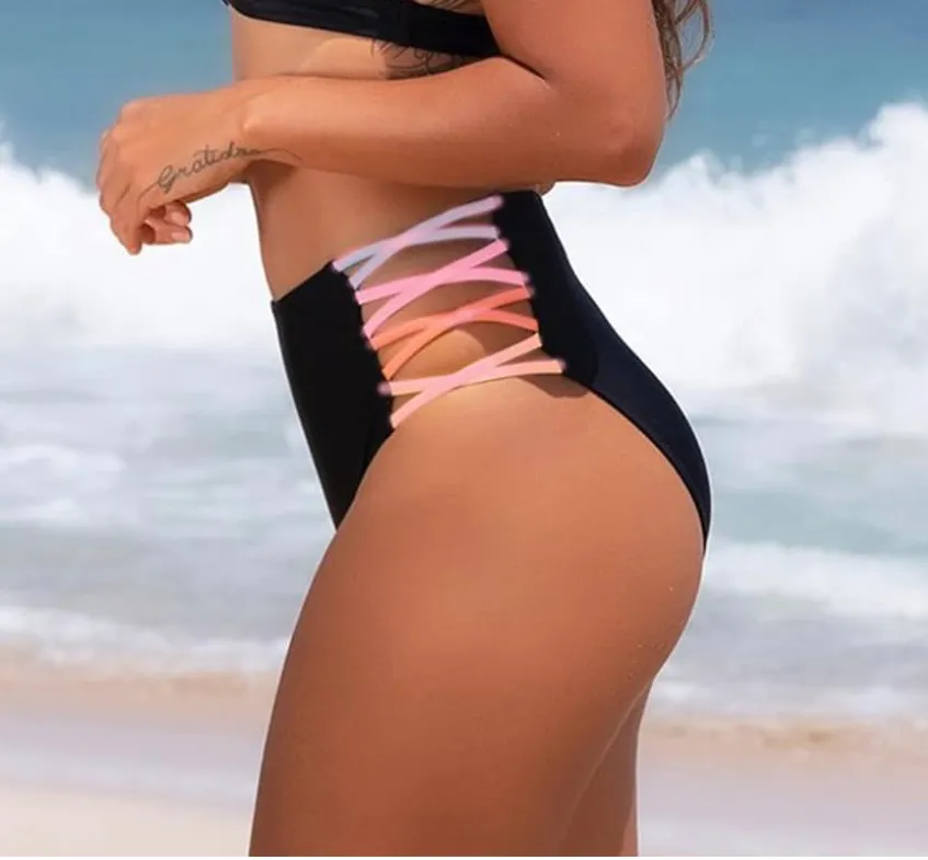 Women's High Waisted  strappy sides bikini bottom - Image 3