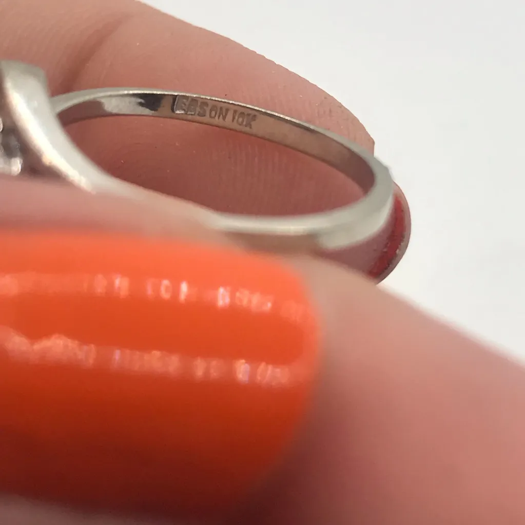 10K SOLID WHITE GOLD GENUINE BLUE TOPAZ & GENUINE DIAMOND RING (6.5) - Image 7