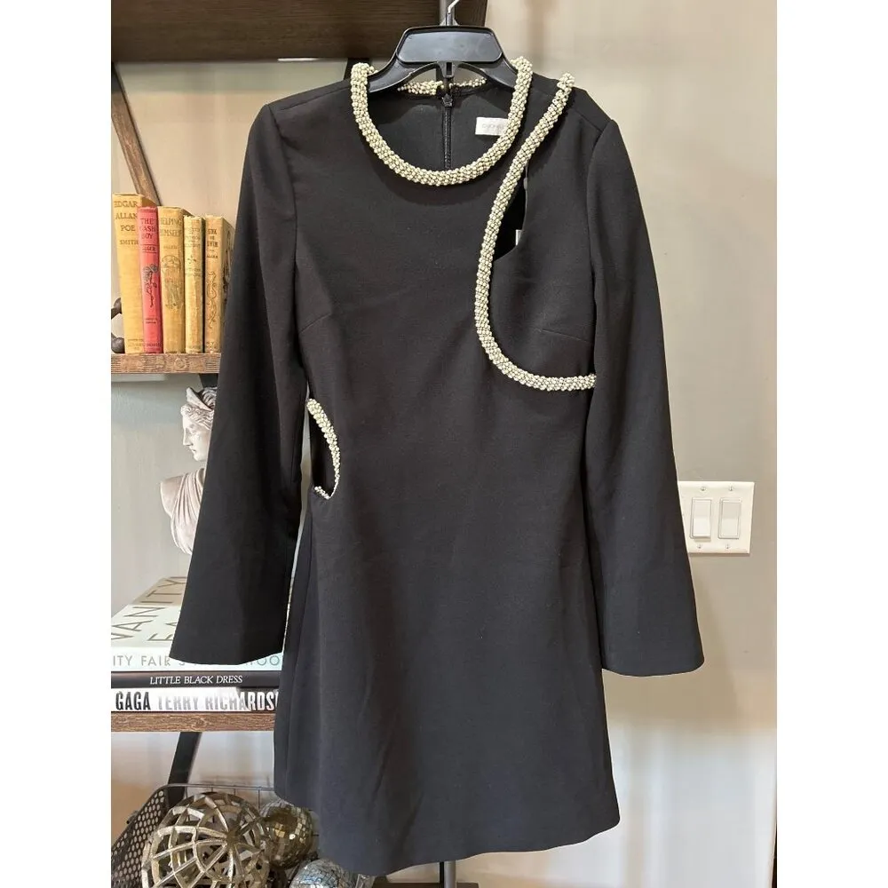 Jonathan Simkhai Katherine Diamante Cutout Mini Dress Black Womens Size 2 - Image 5