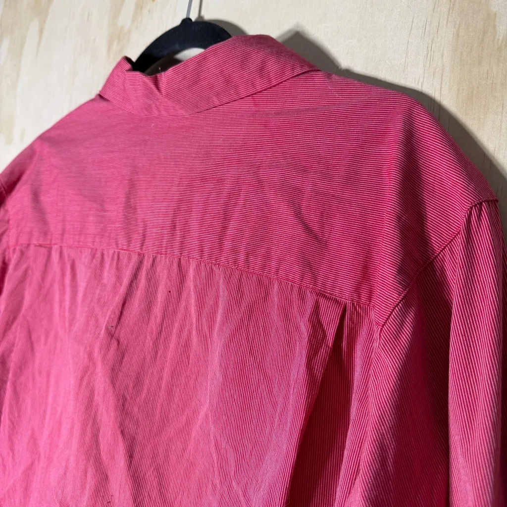 Eddie Bauer Women’s Button-Up Shirt L Red Pinstripe Long Sleeve 100% Cotton - Image 8