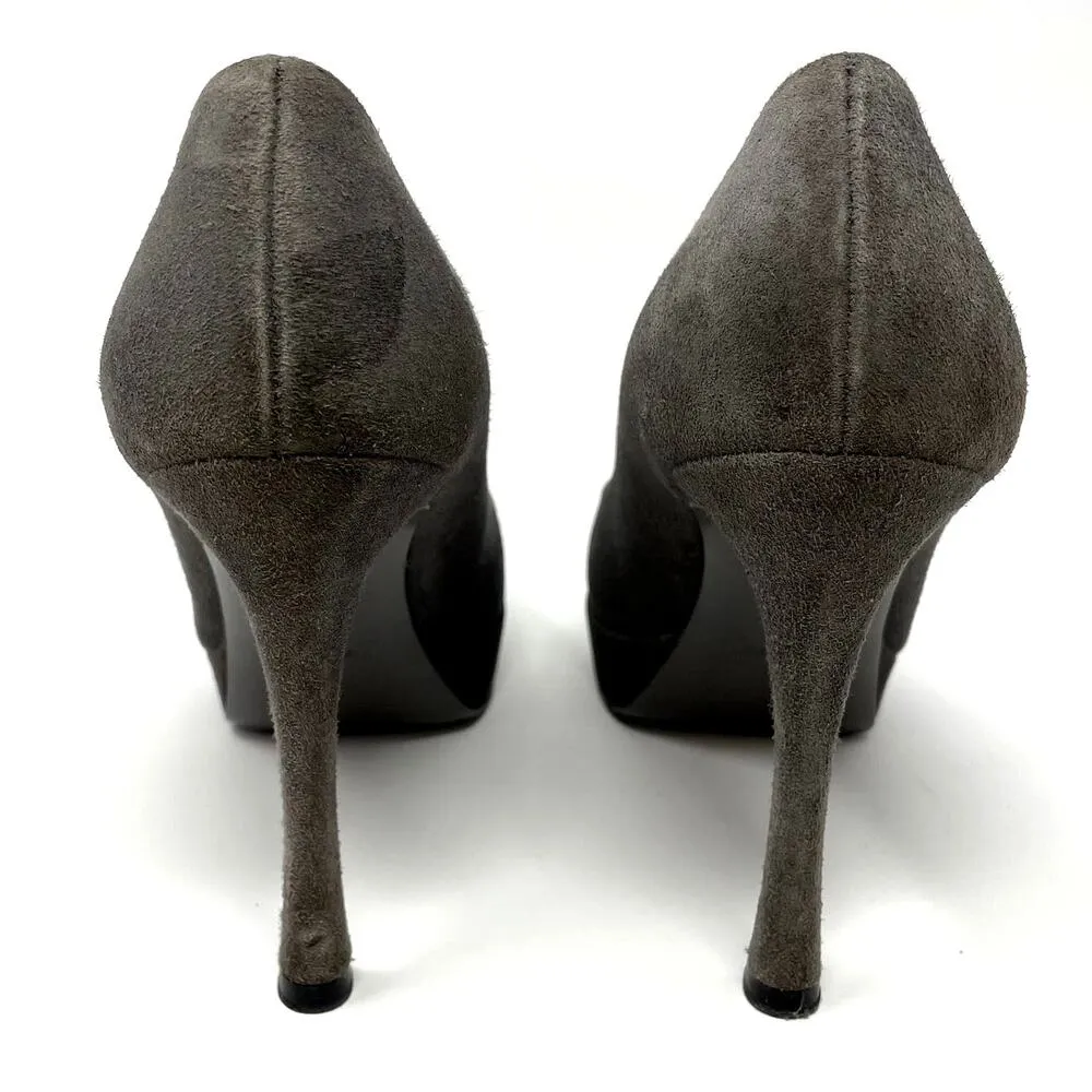 Yves Saint Laurent Grey Suede Gisele Platform Heels 37/US 7 Gray Size 6 - Image 6