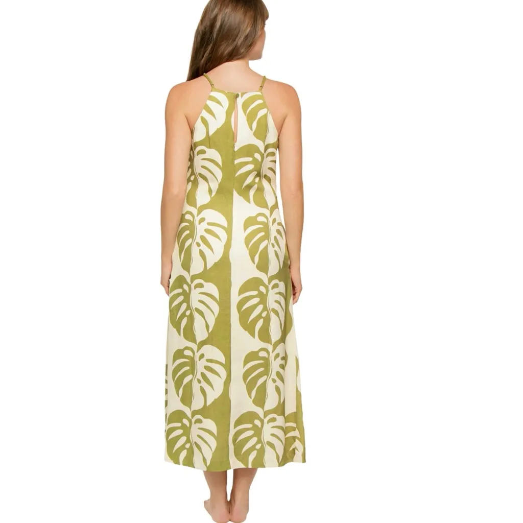 MON RENN Midsummer Palm Midi Dress NEW Green - Image 2
