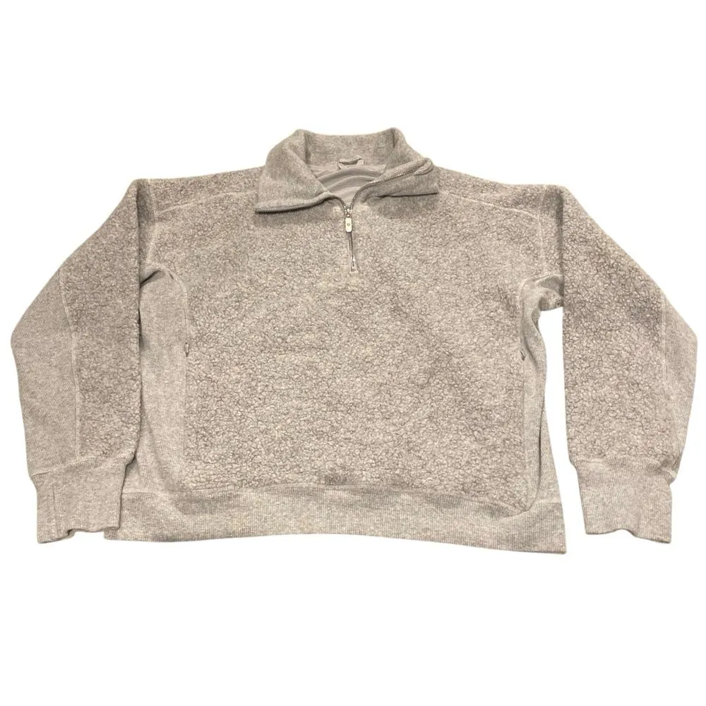 Lululemon Women’s‎ 6 Stand Out Sherpa 1/2 Zip Fuzzy Pullover Gray Cozy Winter - Image 3
