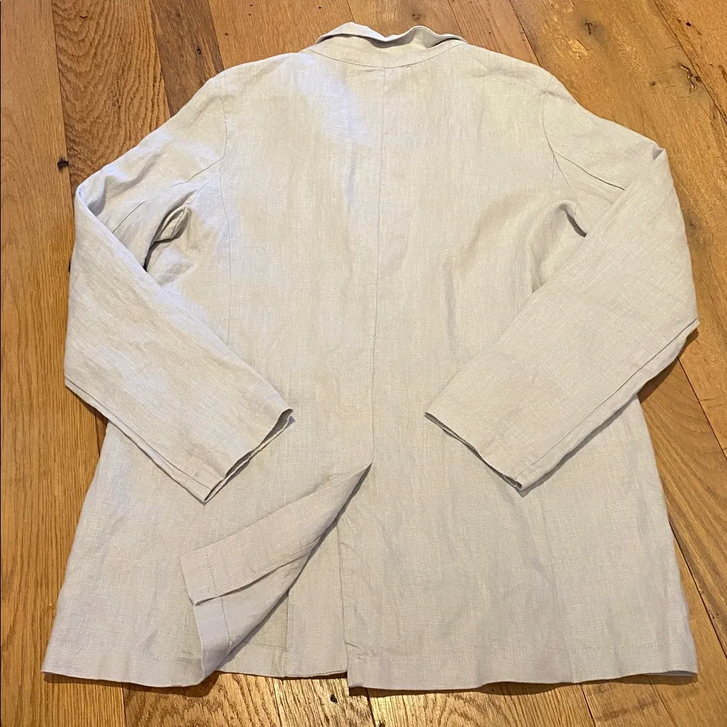 Tahari Linen Minimalist Oversized Vented Jacket Blazer Pale Gray Size Large - Image 10