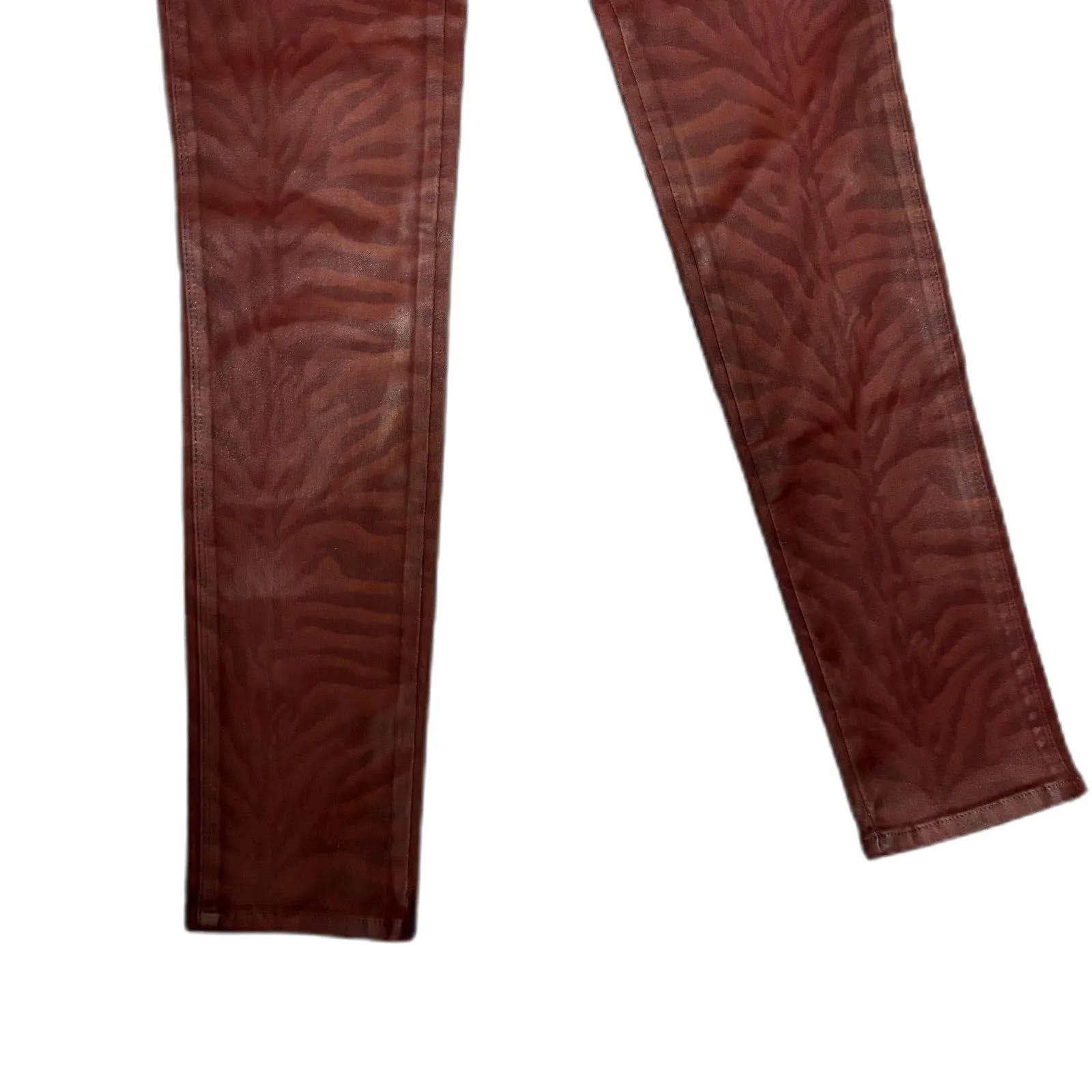 NWT Habitual Eve‎ High Rise Skinny Jeans Coated Denim Red Tiger Stripe Size 27 - Image 3