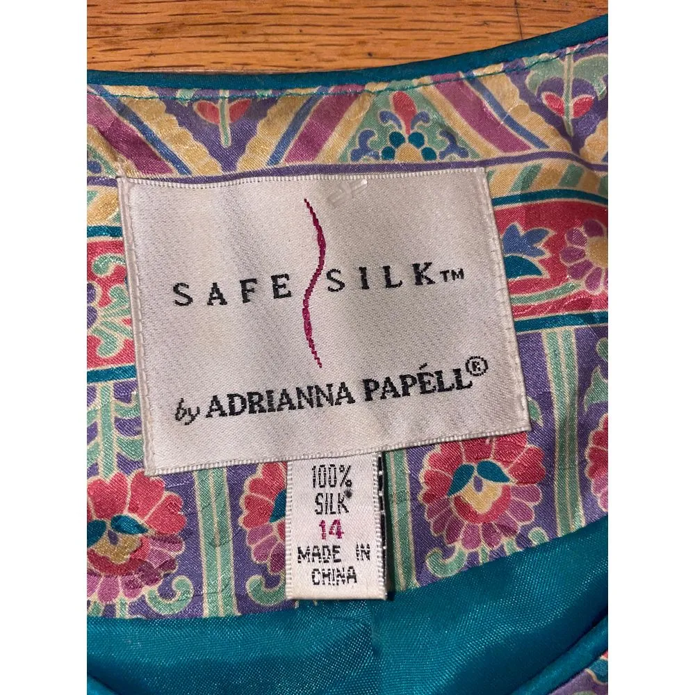 Vintage Adrianna Papell 100% Silk Pastel Floral Jacket‎ Size 14 - Image 2