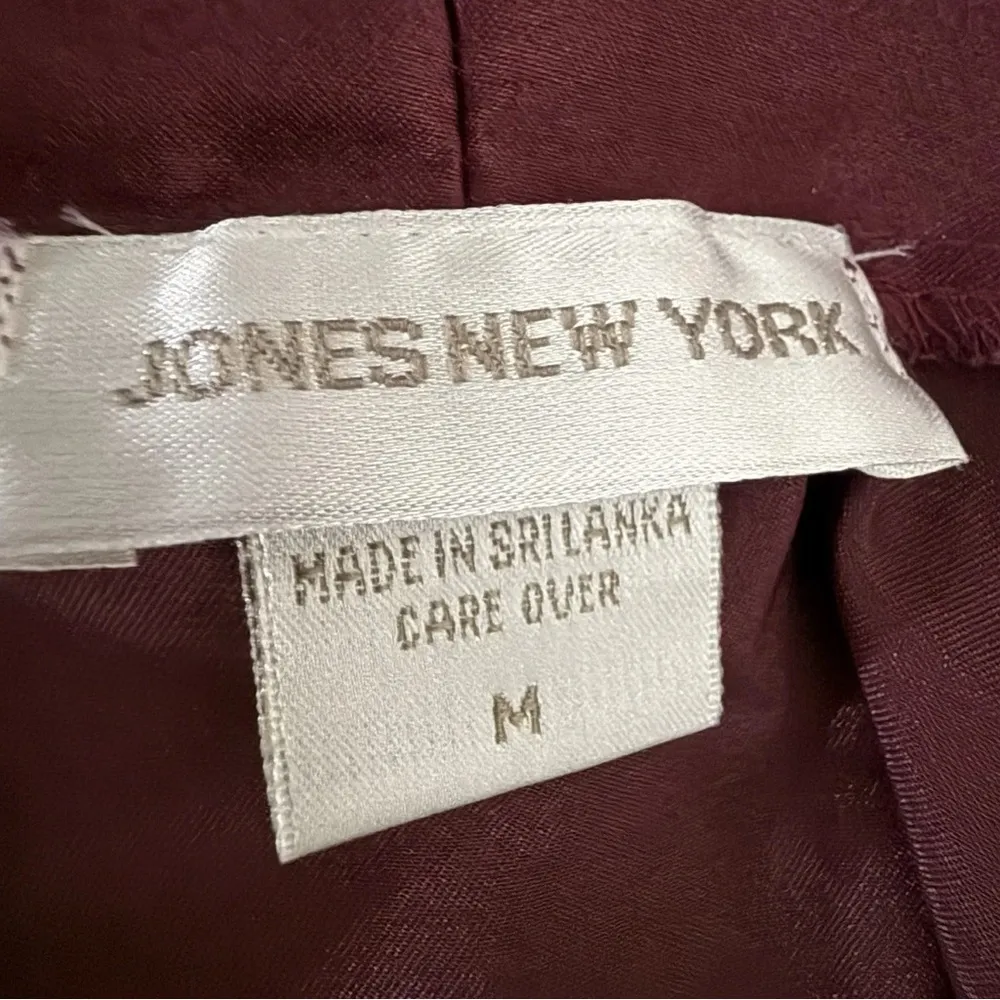 JONES NEW YORK Purple Plum Short Robe Silky Satin Belted Lace Cuff Pockets M - Image 5