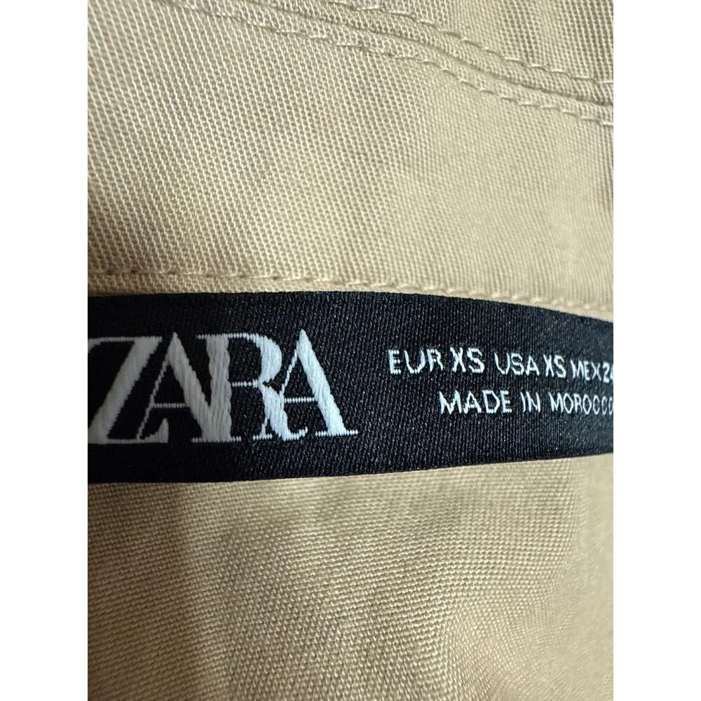 Zara Brown Blue Colorblock Long Sleeve Button Down Crop Shirt Jacket Top Size XS - Image 3