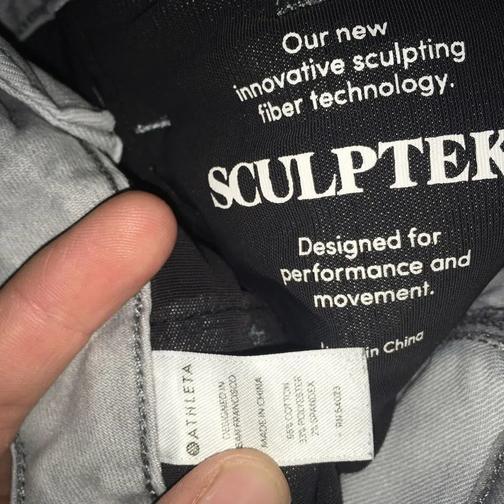 Athleta Sculptek gray distressed cropped athletic size 12 jeans - Image 6