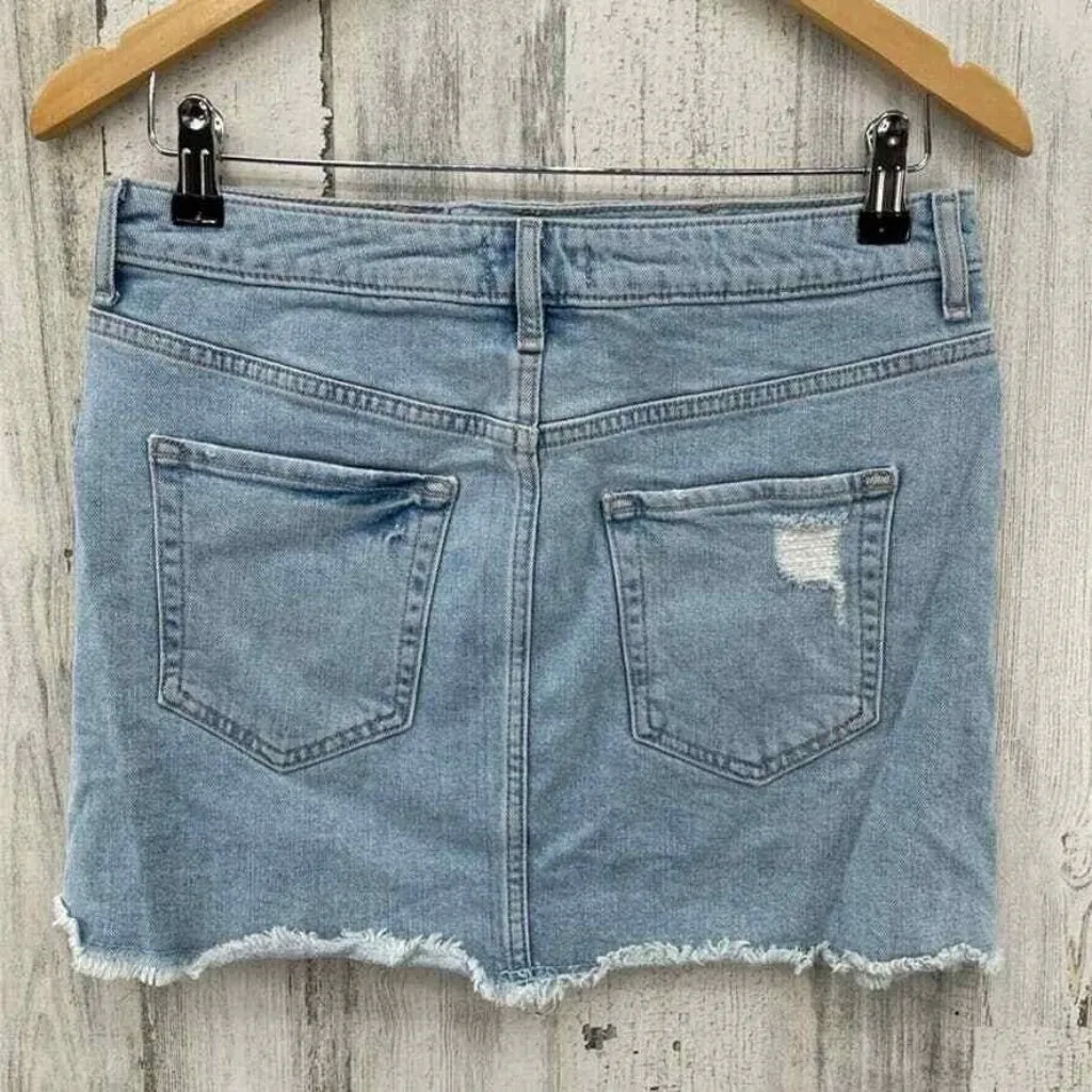 Forever 21 Jean Skirt Womens 28 Blue Light Wash Distressed Cut-off‎ - Image 3