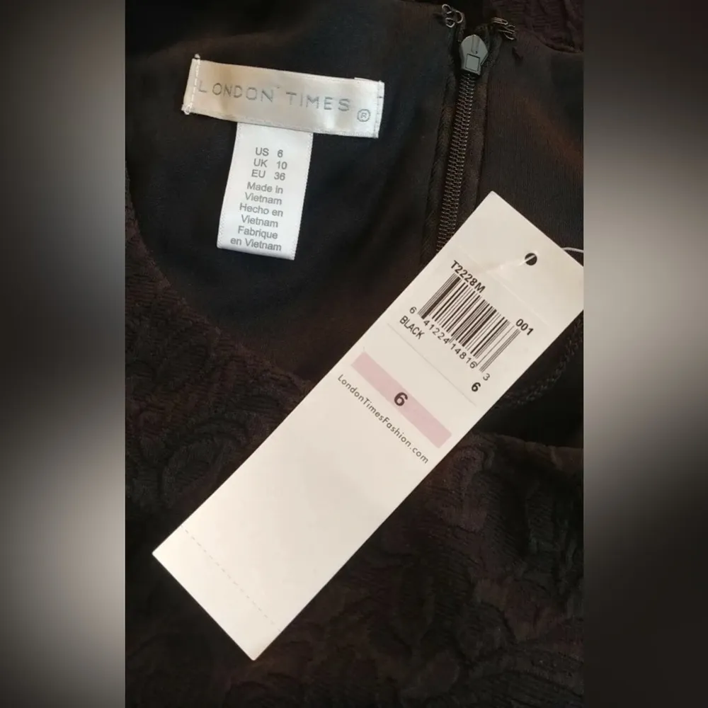 Textured Black  Sleeveless Knee-Length Sheath Modcloth Dress by London Times 6 - Image 7