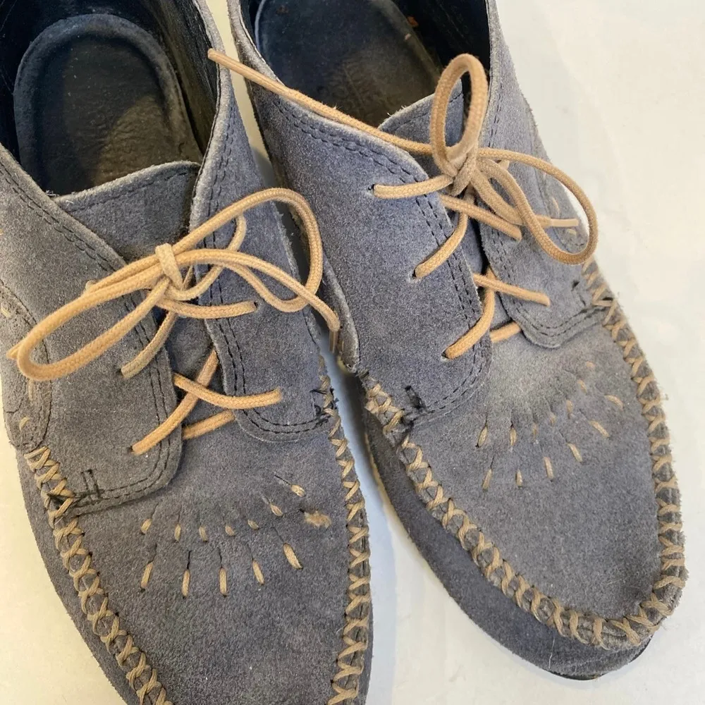 Minnetonka Lace Up Leather Suede Blue Chukka Women’s Moccasins Sz 8 - Image 3