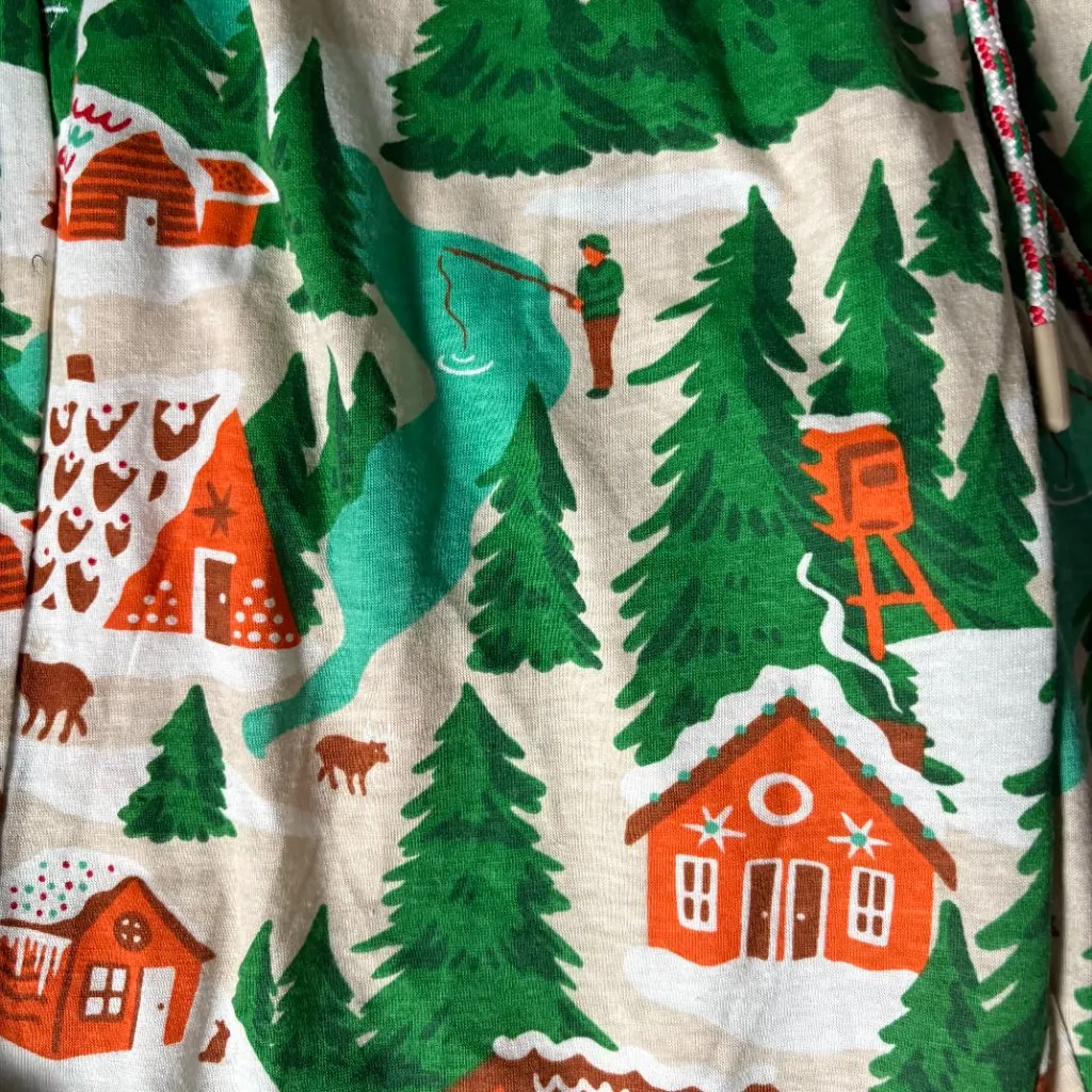 Magellan cozy comfy cabin print lounge pants w/ pockets drawstring women's XS - Image 2