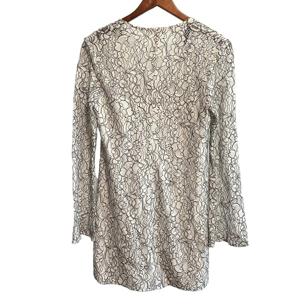 Wayf White Lace Long, Bell Sleeve Mini Dress, New with Tags - Image 4