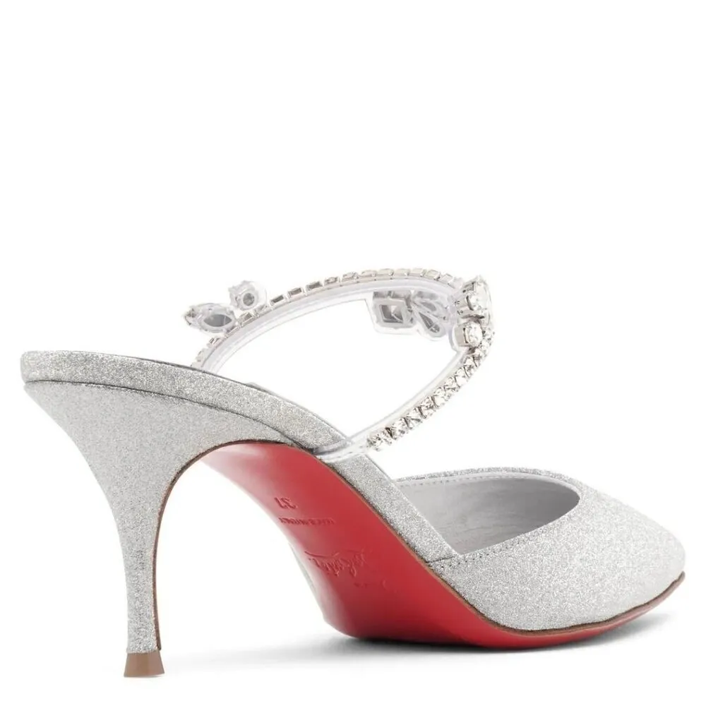 CHRISTIAN LOUBOUTIN Planet Queen 70 Glitter Leather Pump in Silver Glitter - Image 15