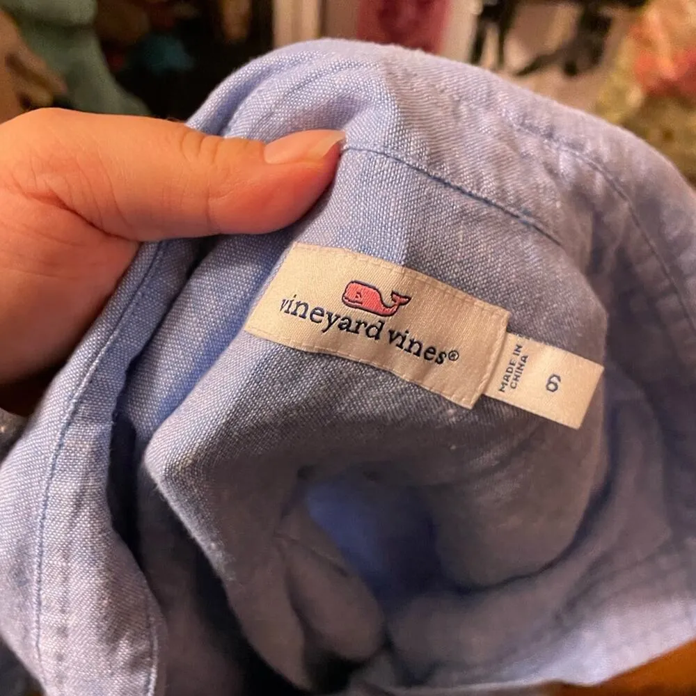 VINEYARD VINES WOMENS LINEN POPOVER BLOUSE - Image 4