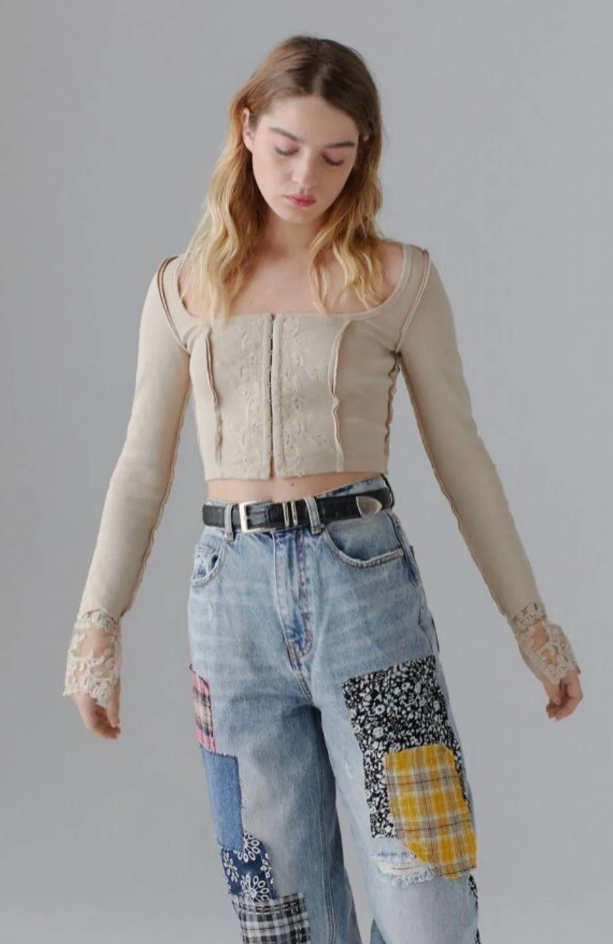 brand new  long sleeve lace corset small with tags - Image 3