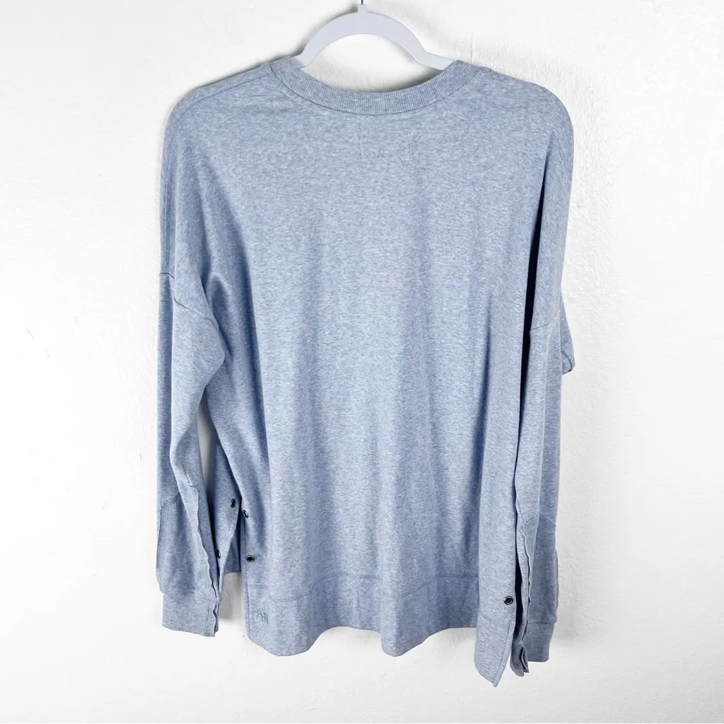 THE NORMAL BRAND Light Blue Long Sleeves Accent Hem Button Henley Top Medium - Image 2