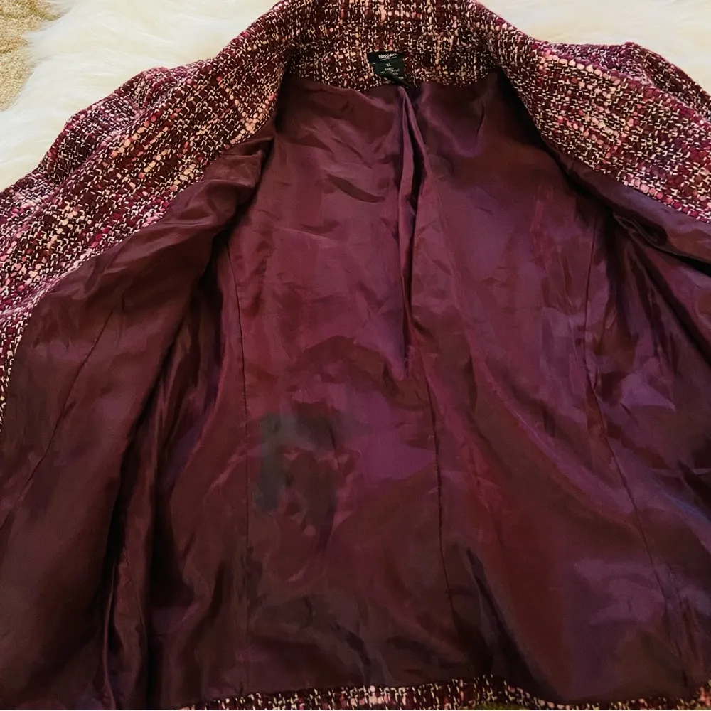 Vintage y2k Mossimo plaid wool long sleeve blazer jacket Pink Size M - Image 5