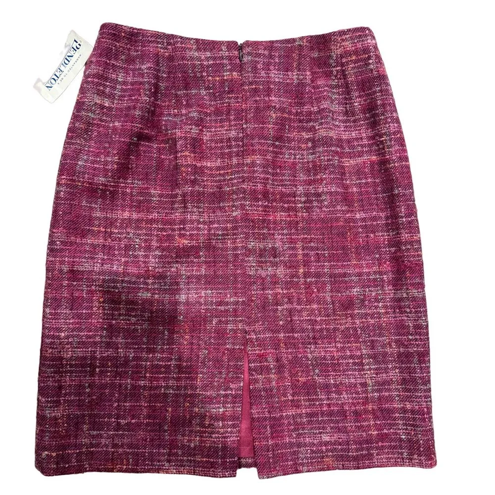 Purple Lambs Wool/ Mohair Tweed Knee Length Pencil Skirt Size 10 NWT - Image 2