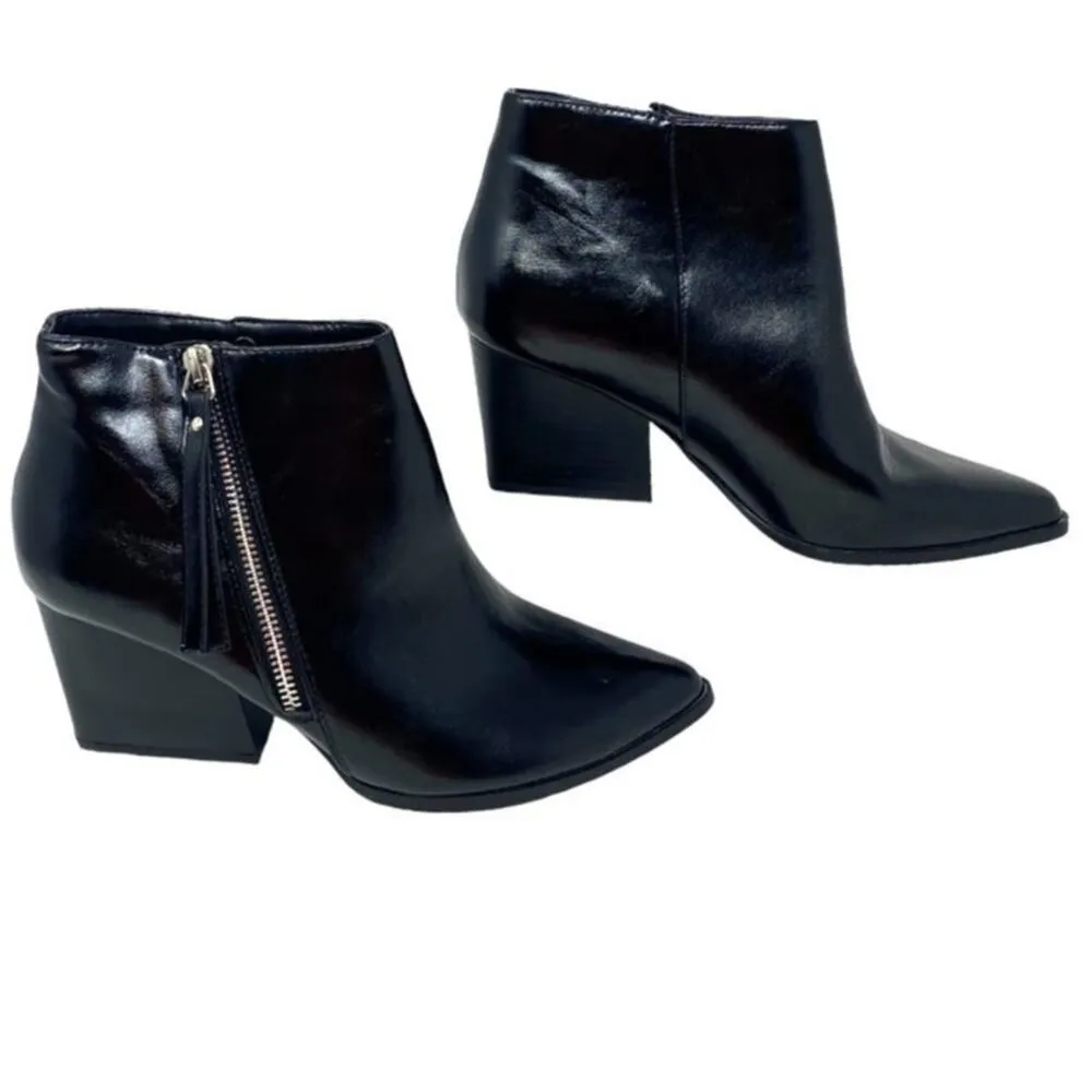 NWOT ~ Short Black Booties Zipper Boots Chunky Heel by ZBY ~ Women's Size 8 - Image 3