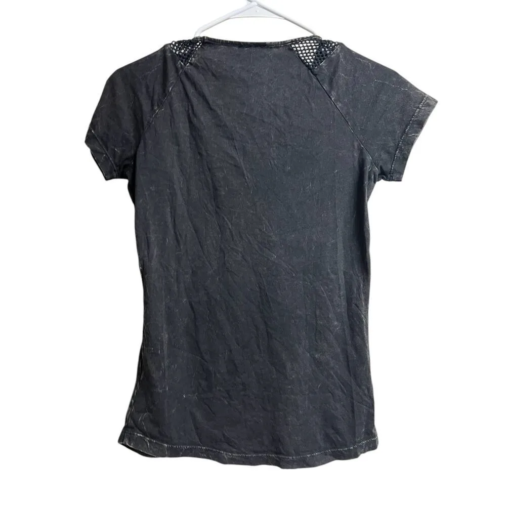 Affliction 1973 American Customs Women's Scoop Neck T-Shirt Black Lava X-Small - Image 9